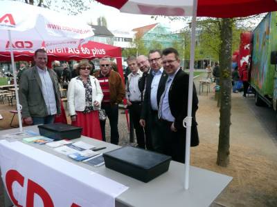 v.l.: Christoph Scheidel, Ursula Doppmeier MdL, Martin Schindler, Georg Hanneforth, Thomas Bullmann, Detlev Kroos, Peter Heinz Woste